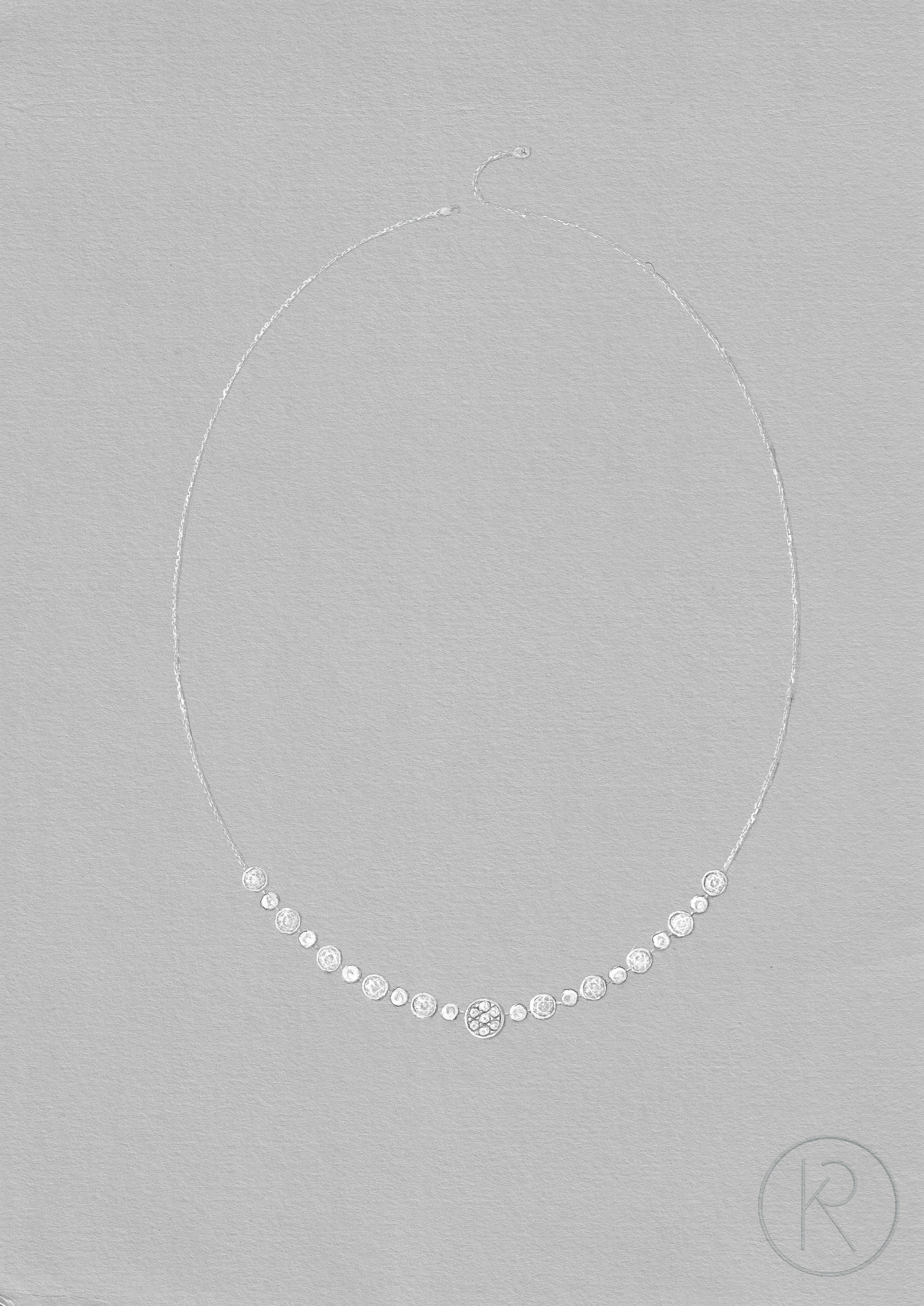 Gouache painting of Tukwi necklace and bracelet on grey paper